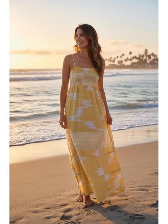 Roxy Dresses & Skirts - Roxy Yellow and White Tie-Dye Maxi Sundress